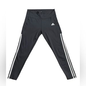 Adidas Black 3 Stripe High Rise Leggings AeroReady 24” Inseam